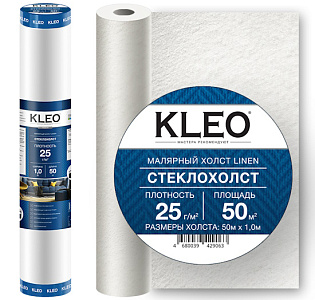 Kleo Стеклохолст молярный Linen 25/50 для спальни для гостиной для кабинета для загородного дома для комнаты для прихожей белый
